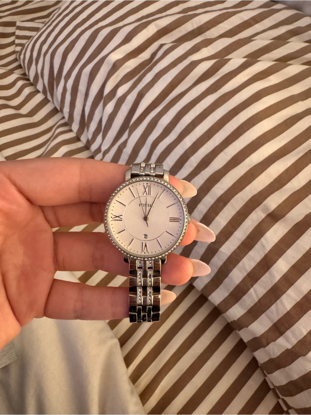 Fossil Silver-Tone Crystal Accent Women's Watch
